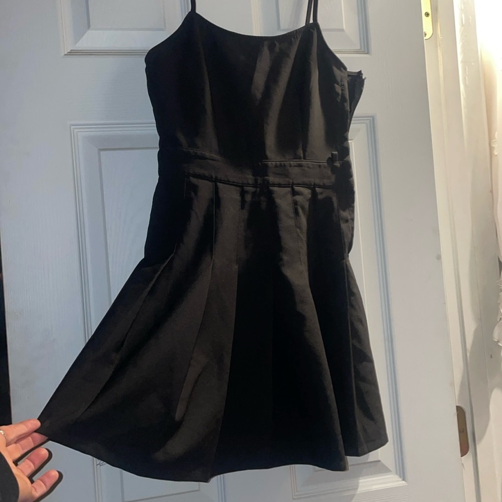 H&M Black mini dress with pleated details size 4
